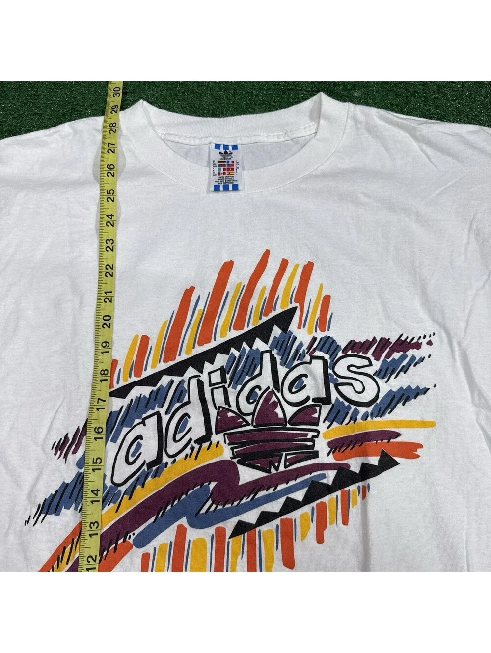 Vintage 90s Adidas Trefoil Graphic T-Shirt White Single Stitch USA Made Large